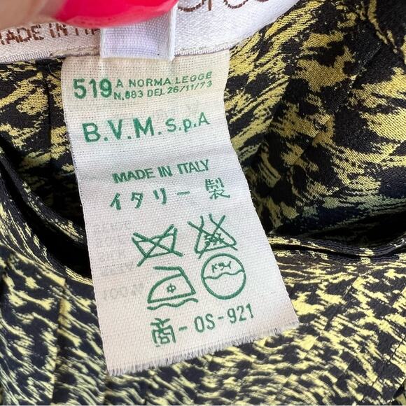 VTG 80s Gianni Versace Italy Silk Leopard Print Wrap Skirt Black Yellow Size II - Picture 6 of 10